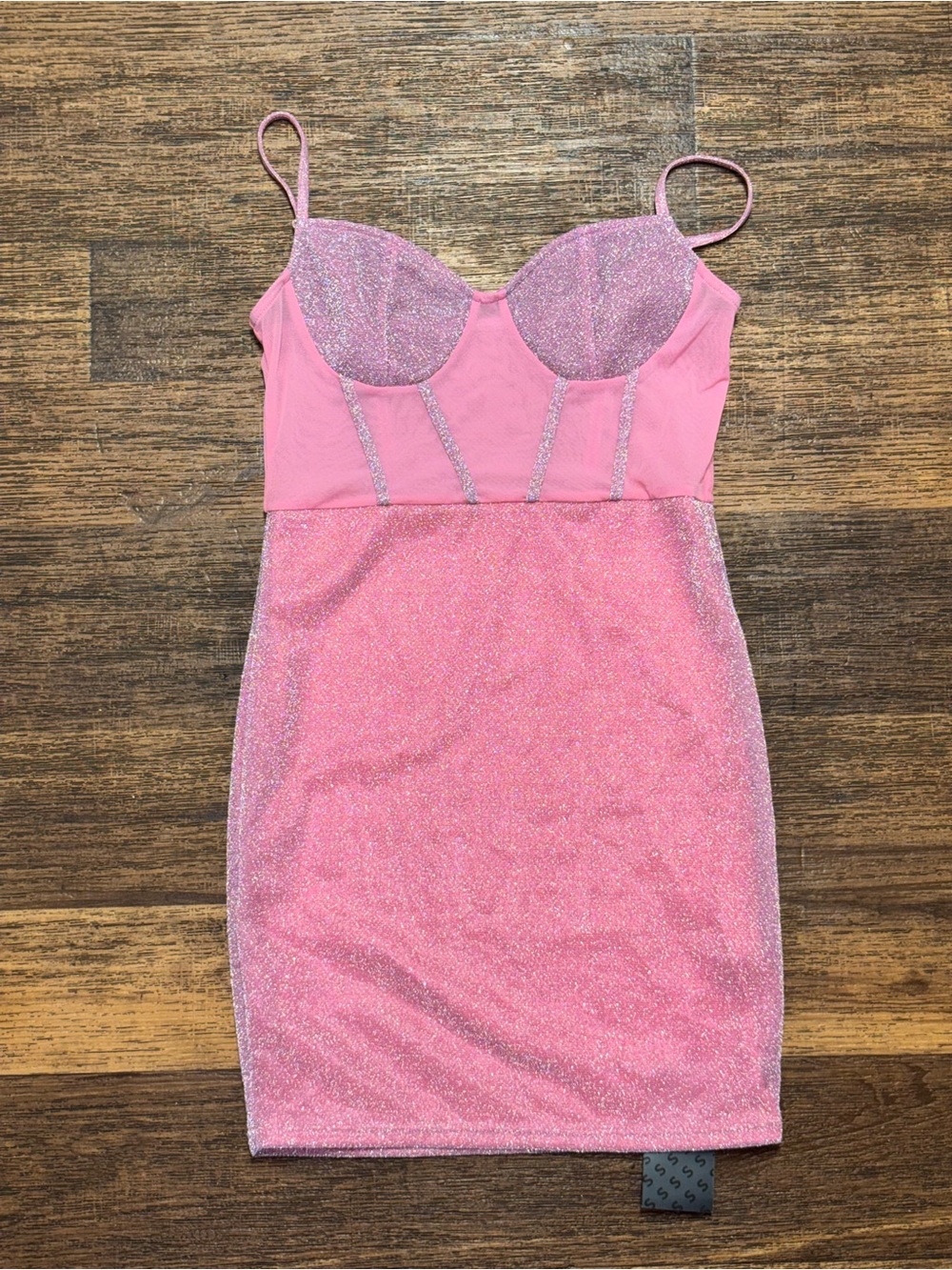 SHEIN Pink Glitter Bustier Slip Dress